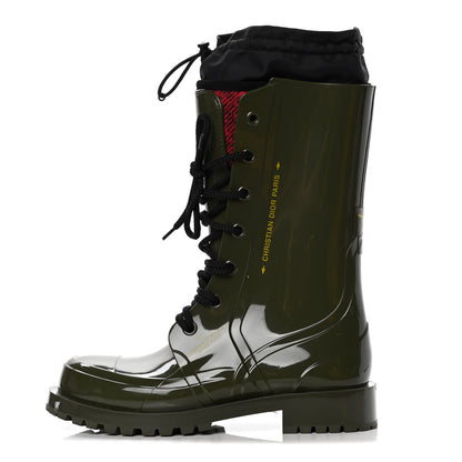 Christian Dior Shiny Rubber Diorcamp Low Boots 38 Military 1 of 12