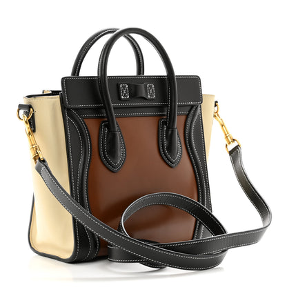 Celine Smooth Calfskin Suede Nano Tri-Color Luggage Chestnut 3 of 9