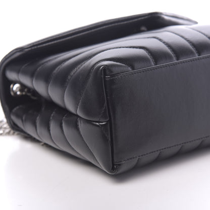 Saint Laurent Calfskin Y Quilted Monogram Small Loulou Chain Satchel Black 7 of 9