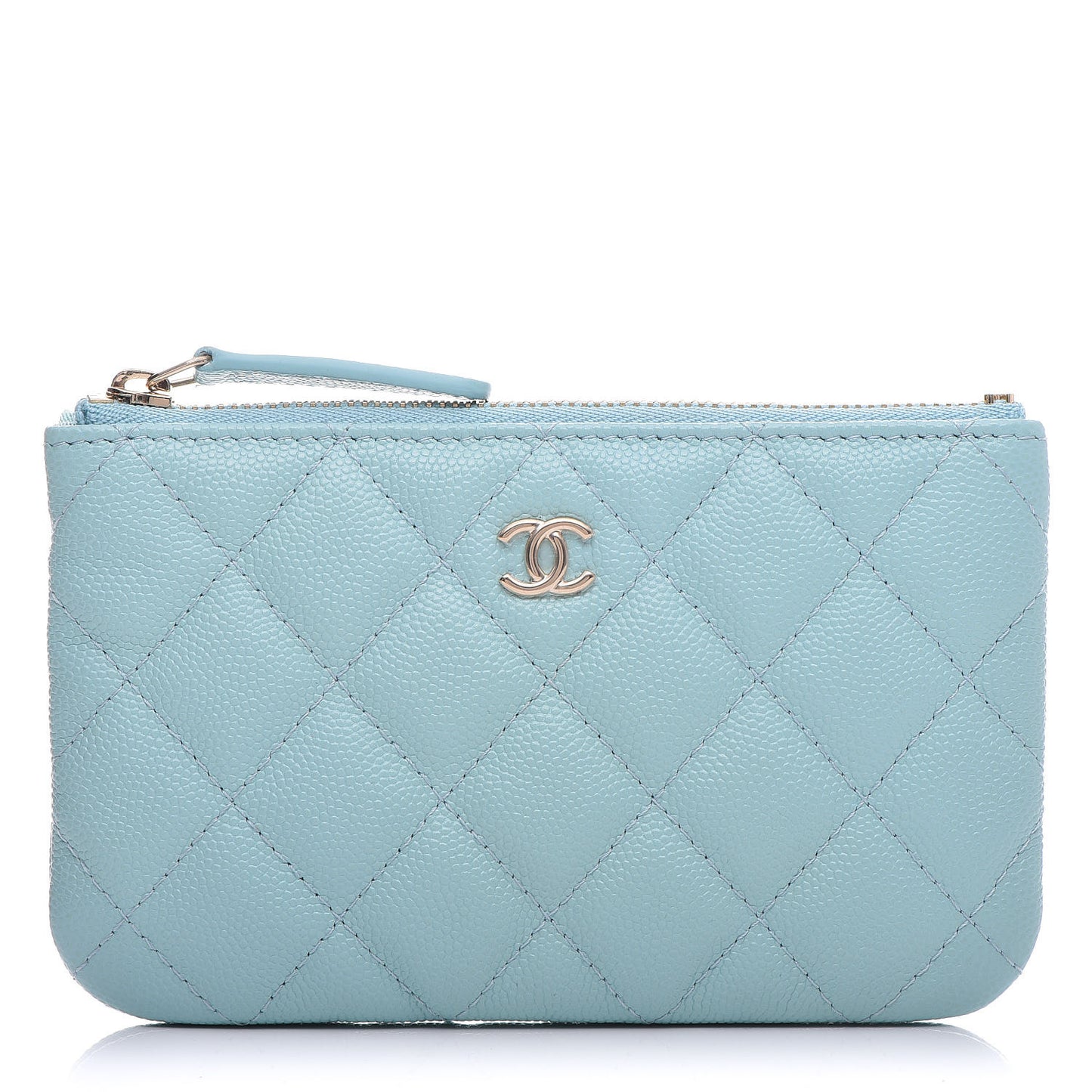 Caviar Quilted Small Cosmetic Case Light Blue