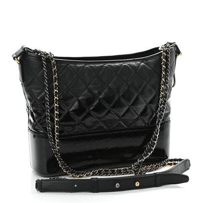 Chanel Patent Goatskin Quilted Medium Gabrielle Hobo Black 3 of 10