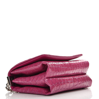 Versace Croc Stamped Patent Palazzo Sultan Shoulder Bag Praire Pink 4 of 6