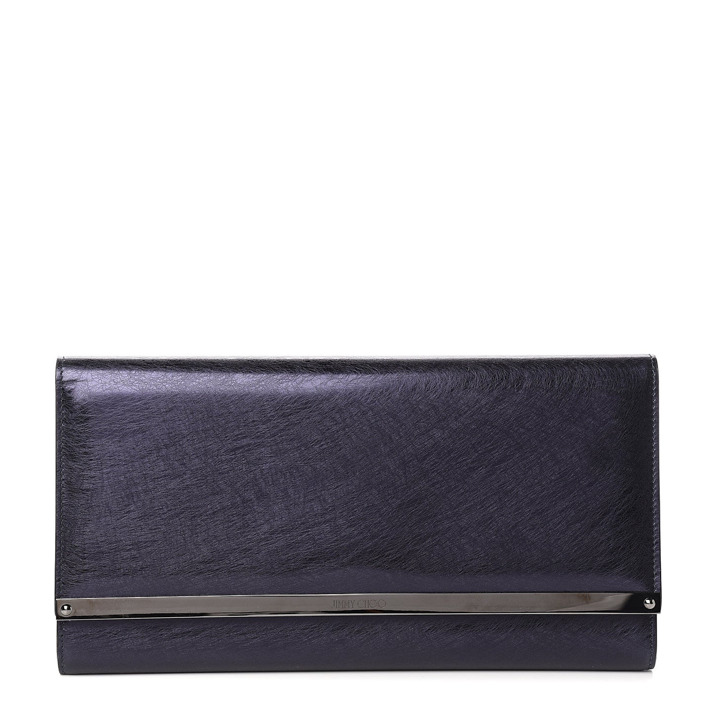 Metallic Spazzolato Etched Maia Clutch Navy