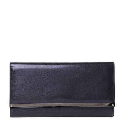 Jimmy Choo Metallic Spazzolato Etched Maia Clutch Navy 1 of 7