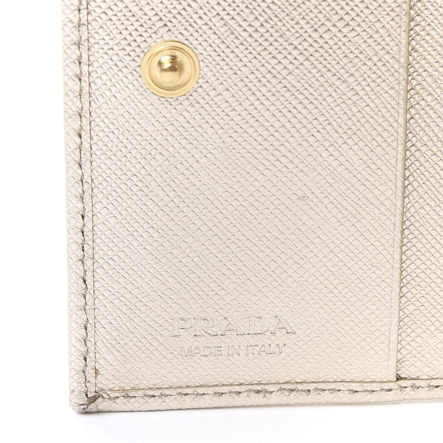 Metallic Saffiano Flap Compact Wallet Pirite