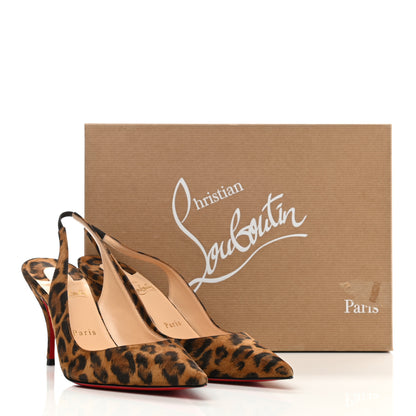 Christian Louboutin Veau Velours Leopard Clare Sling 80 Pumps 38 Caramel 8 of 8