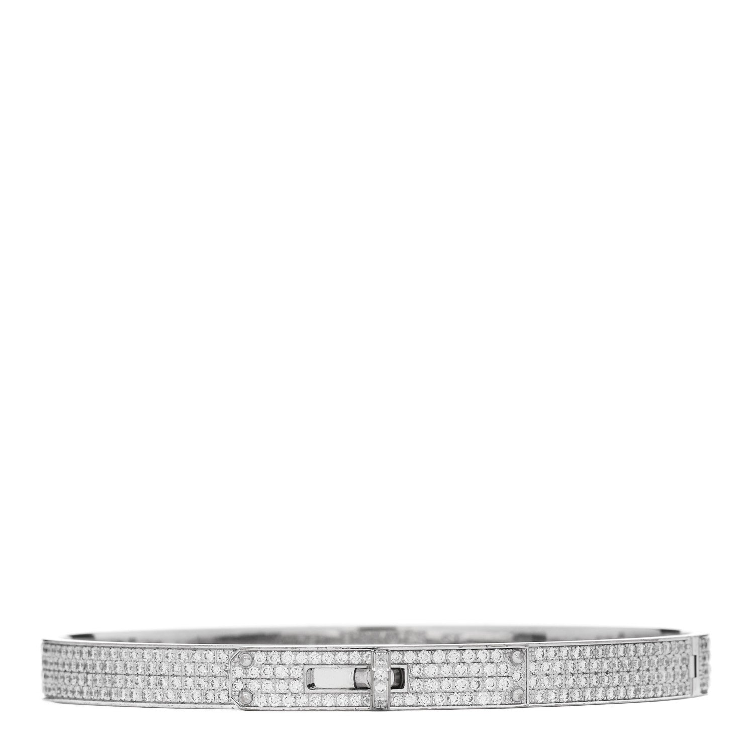 Hermes 18K White Gold Diamond PM Kelly Full Pave Bracelet ST 1 of 4