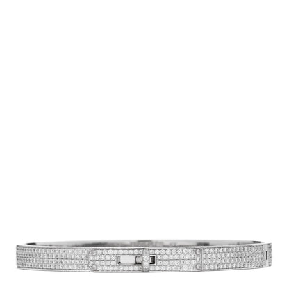 Hermes 18K White Gold Diamond PM Kelly Full Pave Bracelet ST 1 of 4