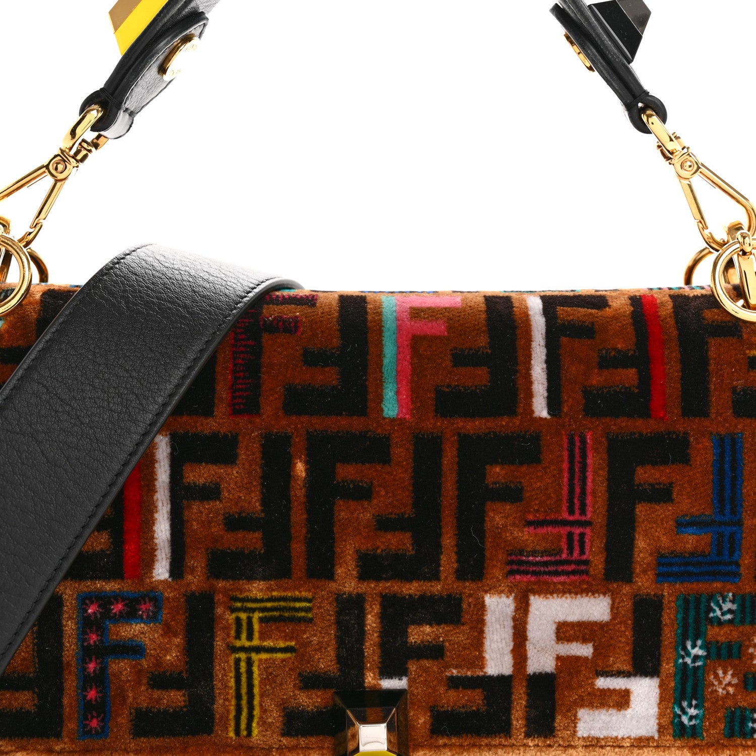 Fendi Velvet Vitello Dolce Fun Fair Kan I Shoulder Bag Tobacco
