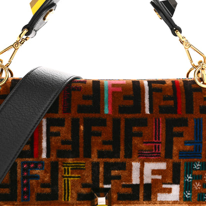 Fendi Velvet Vitello Dolce Fun Fair Kan I Shoulder Bag Tobacco Multicolor Black 8 of 13