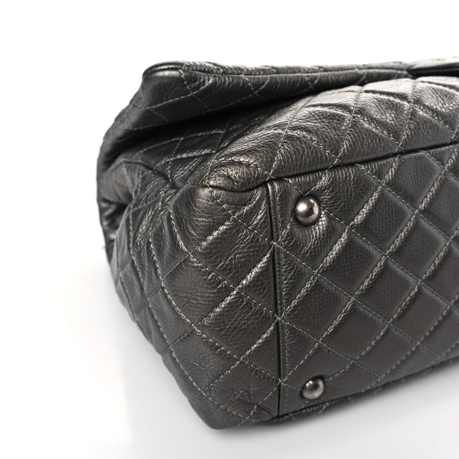 Chanel Calfskin Quilted Small XXL Travel Flap Bag Dark Silver 8 of 11