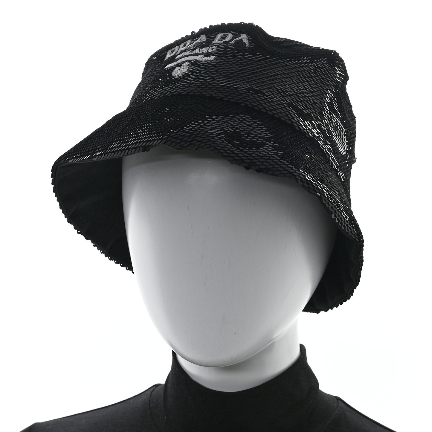 Paillettes Logo Bucket Hat L Black