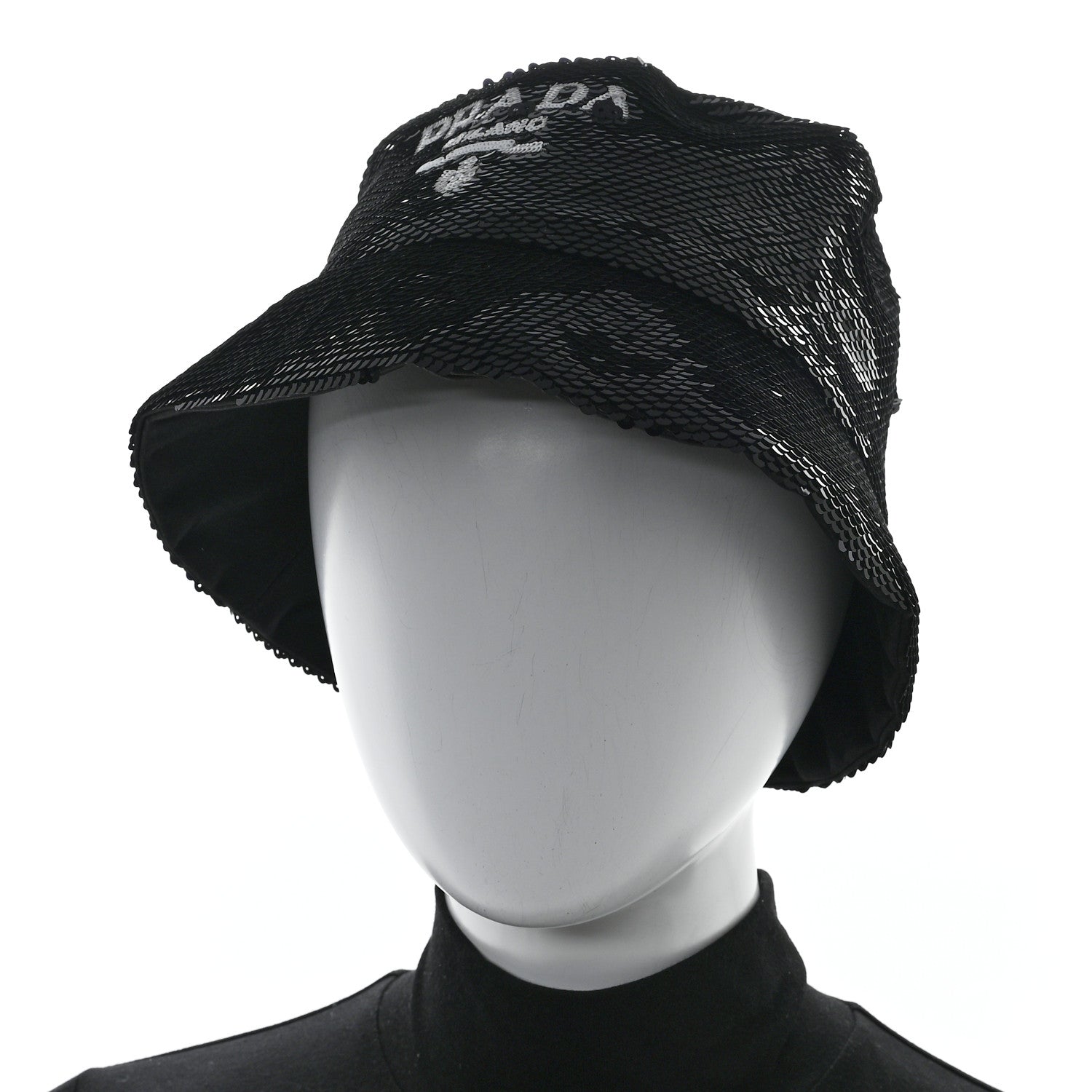 Prada Paillettes Logo Bucket Hat L Black 2 of 8