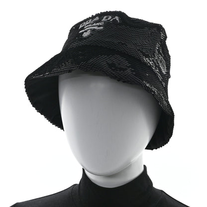 Prada Paillettes Logo Bucket Hat L Black 2 of 8