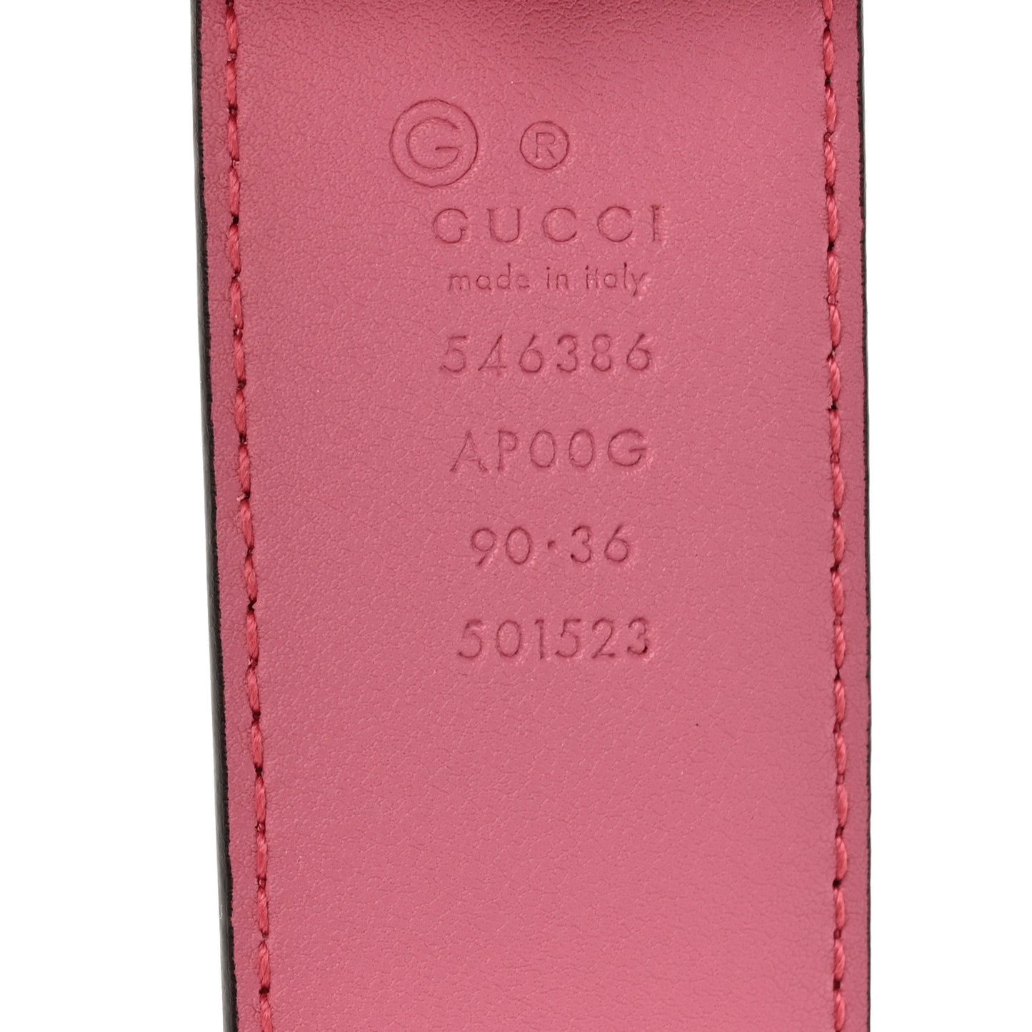 Moon Calfskin Interlocking G 37mm Belt 90 36 90 36 Glossy Pink