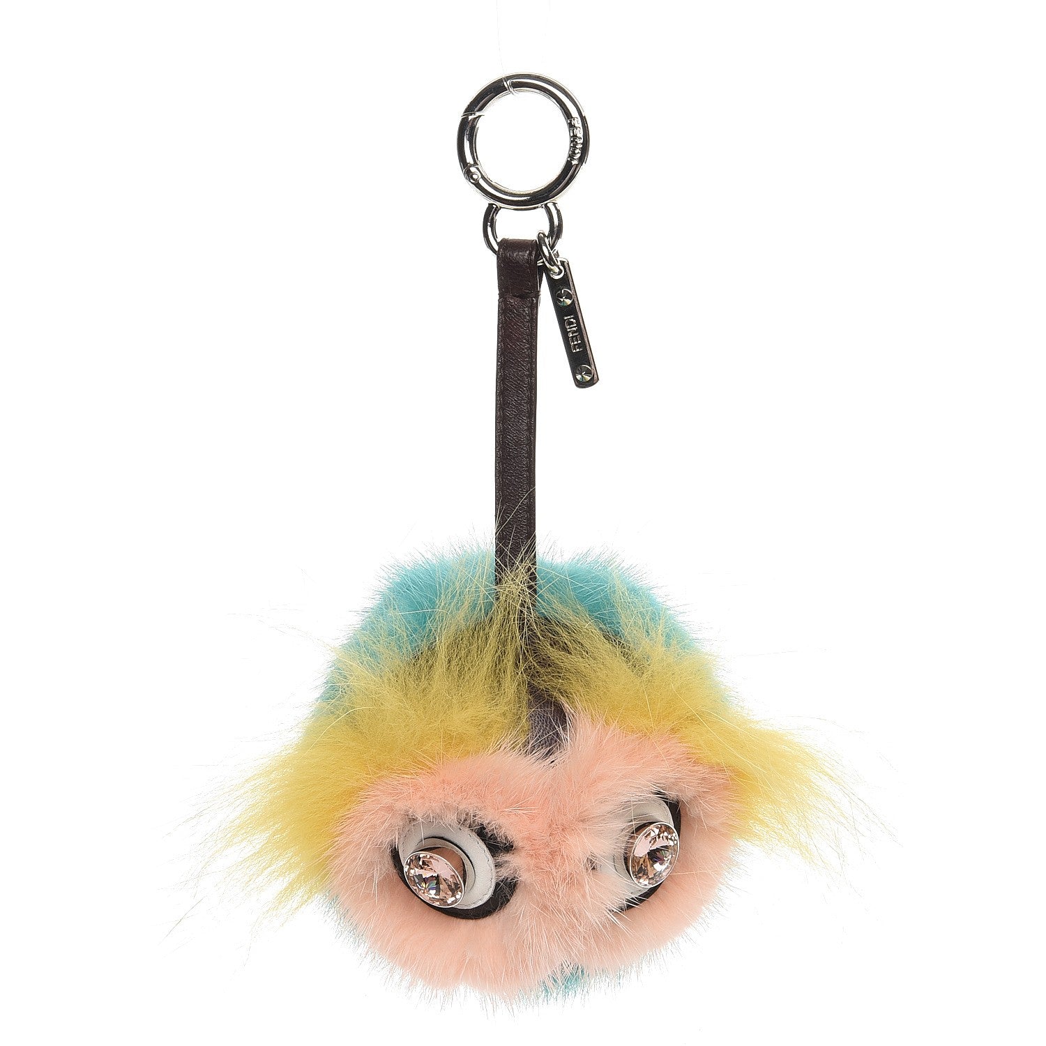 Fendi Shiny Nappa Mink Fox Fur Crystal QuTweet Dazzling Bag Bug Charm Bordeaux Seashell Multicolor 1 of 6