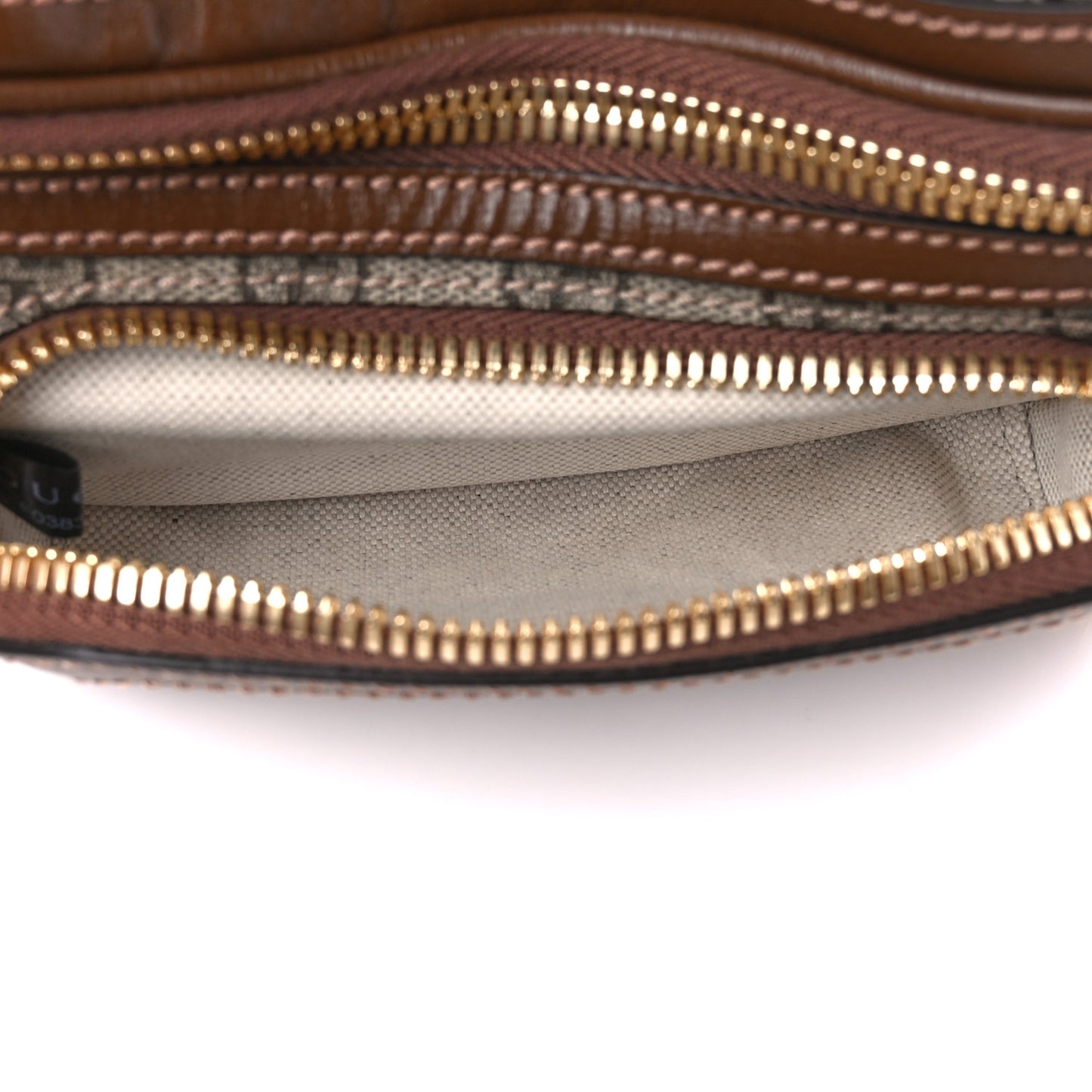 GG Supreme Monogram Textured Calfskin Retro Interlocking G Belt Bag Beige Ebony Brown Sugar