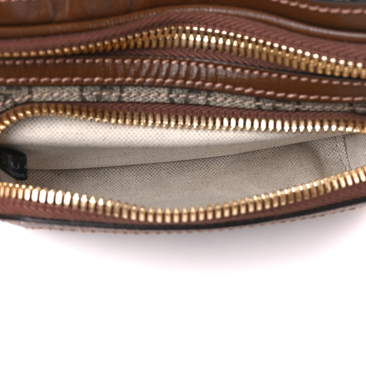 Gucci GG Supreme Monogram Textured Calfskin Retro Interlocking G Belt Bag Beige Ebony Brown Sugar 6 of 12