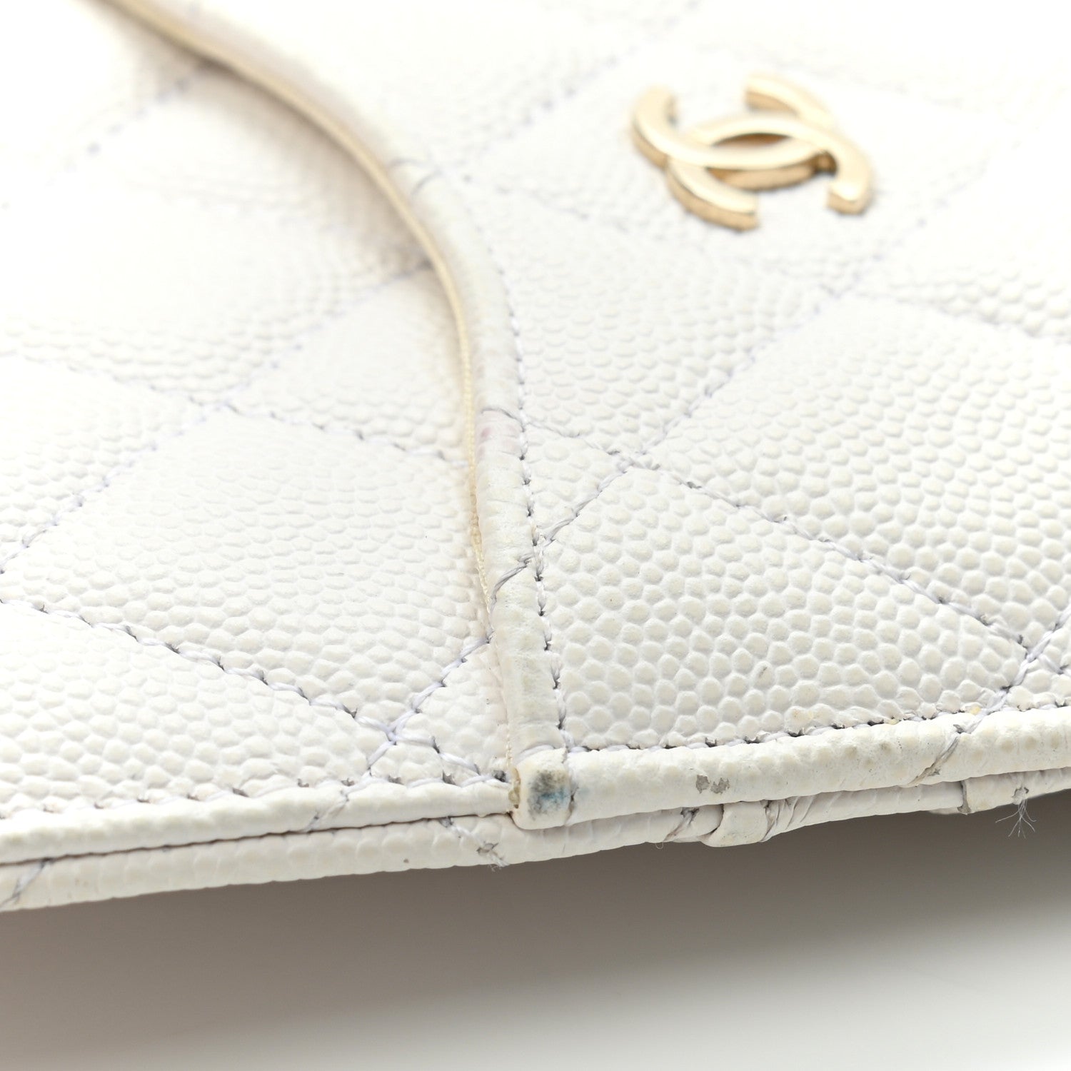 Chanel Caviar Quilted Classic Flat Wallet Pouch White 12 of 17