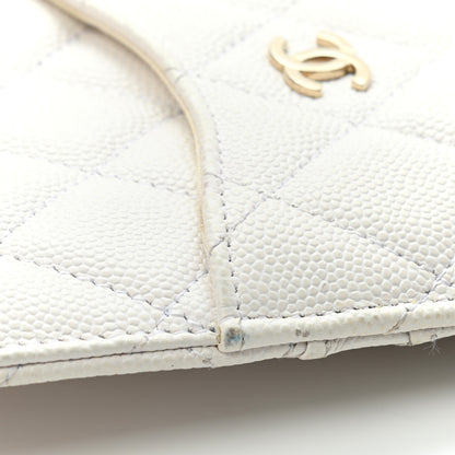 Chanel Caviar Quilted Classic Flat Wallet Pouch White 12 of 17