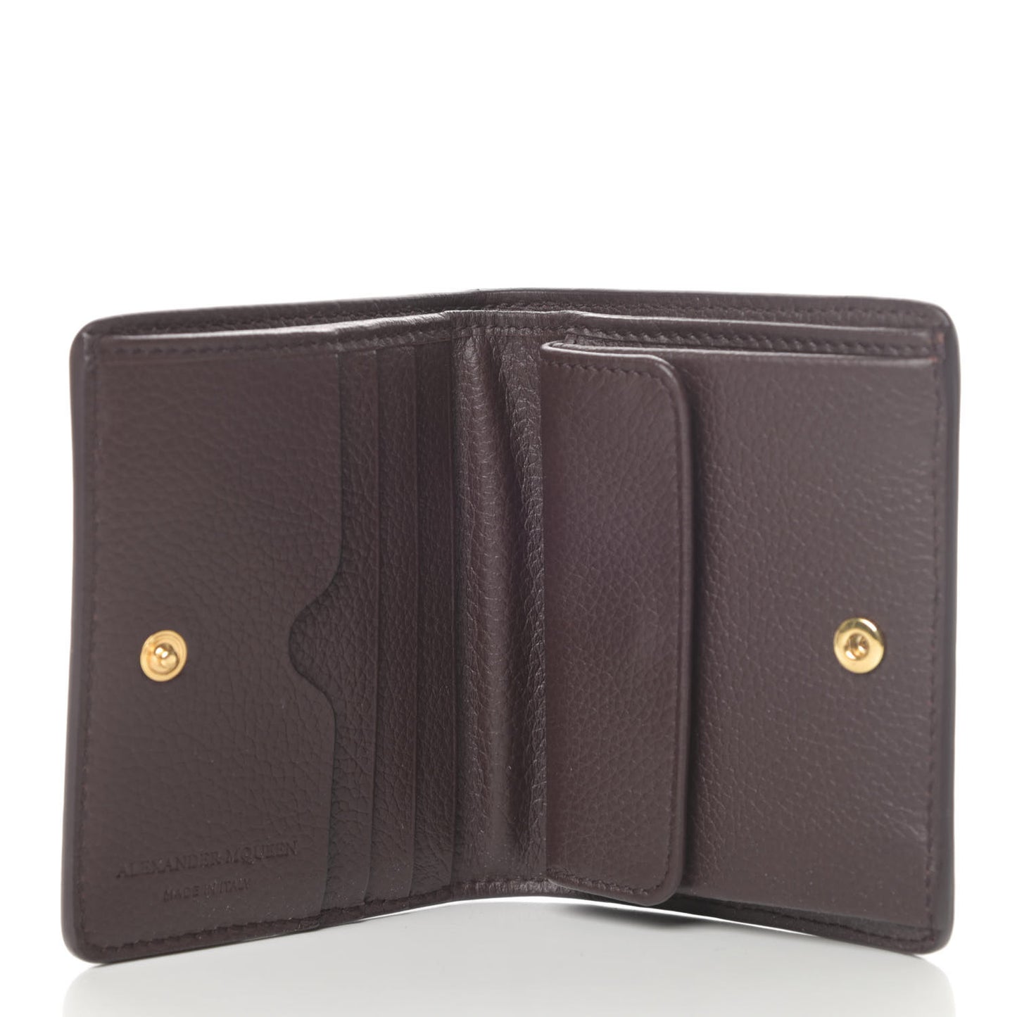 Calfskin Skull Card Holder Burgundy
