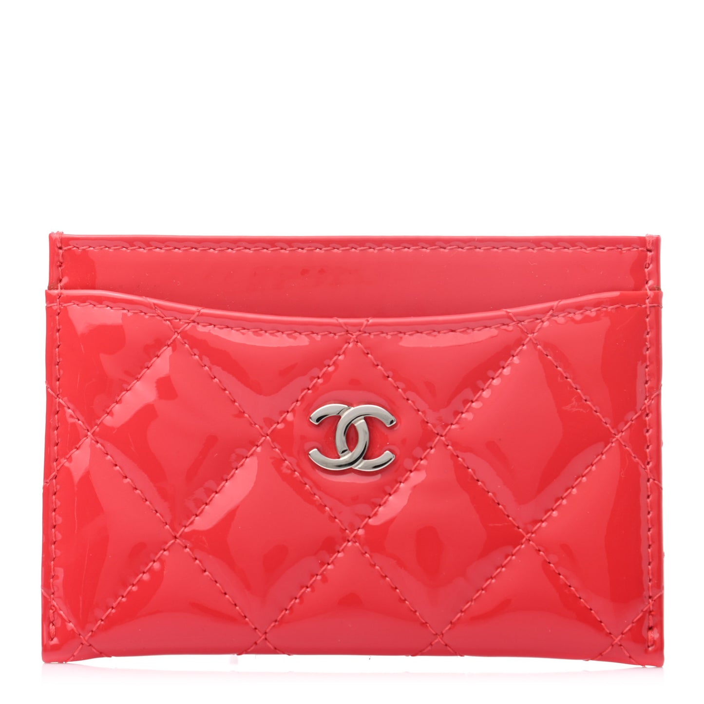 Patent Quilted Card Holder Red