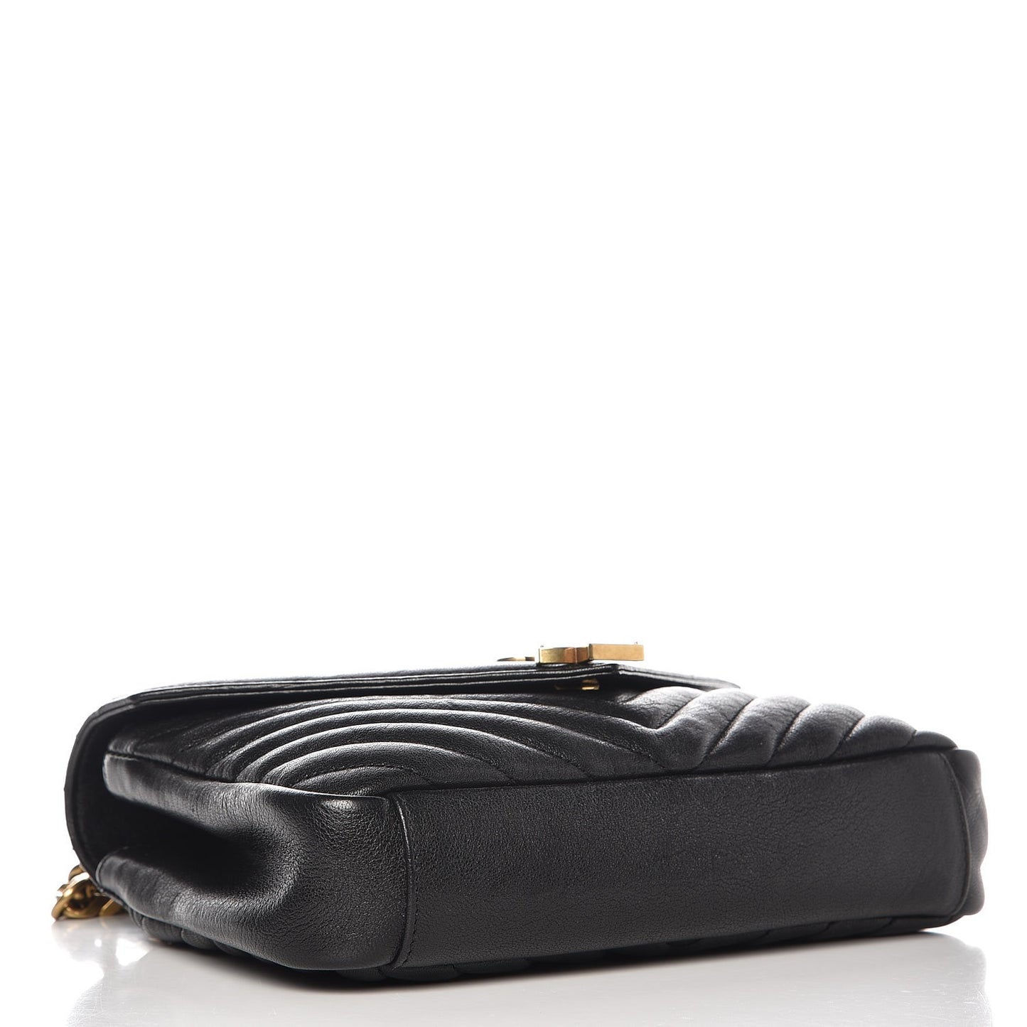 Sheepskin Matelasse Chevron Monogram Medium College Bag Black