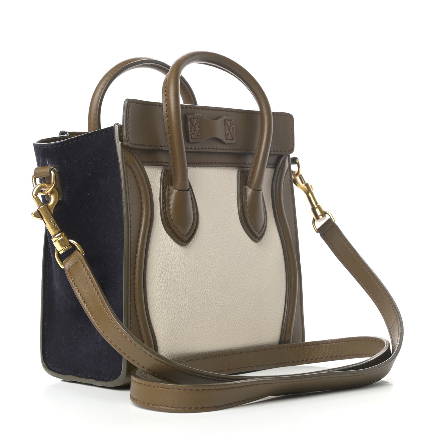 Calfskin Suede Nano Tri-Color Luggage Cream