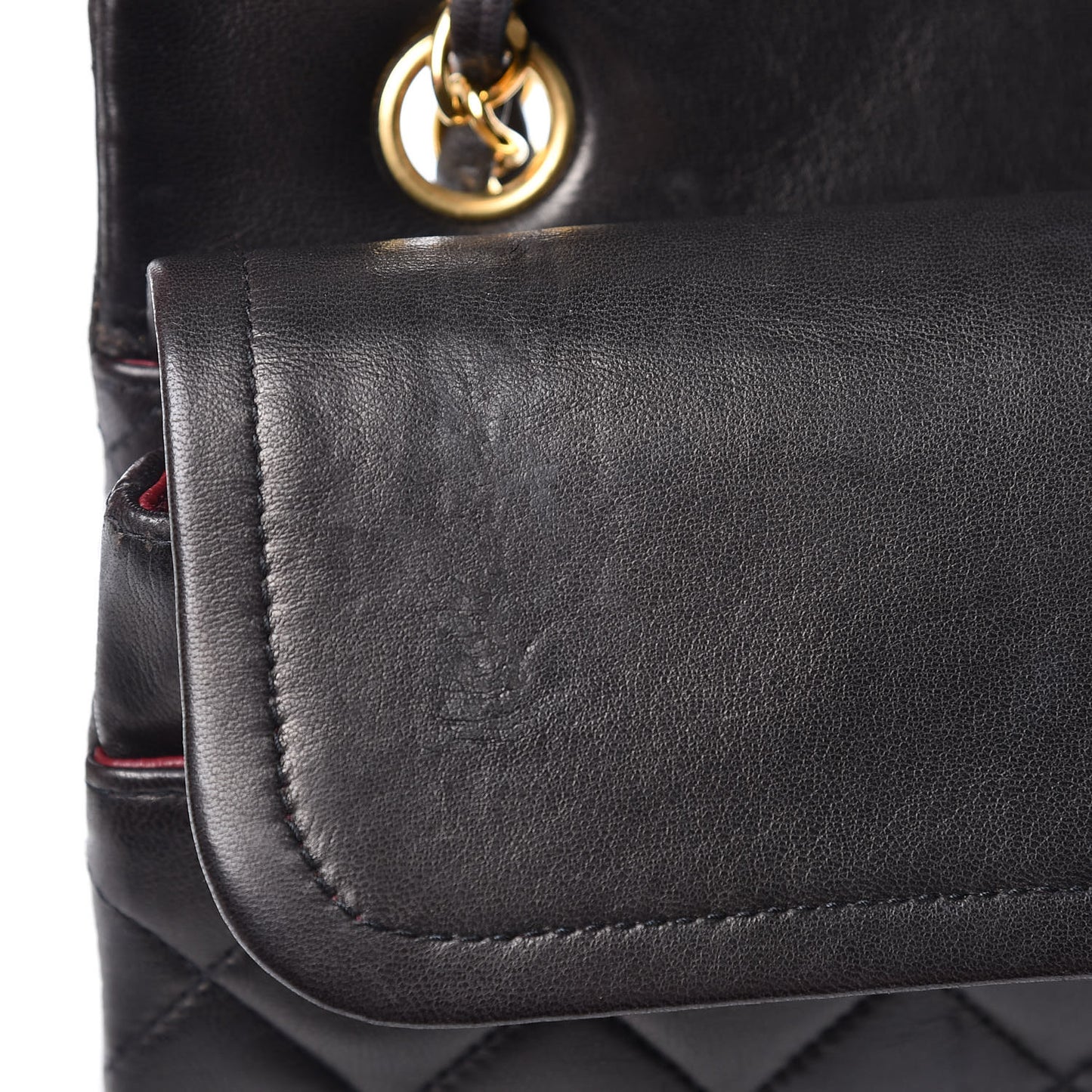 Lambskin Quilted Medium Double Flap Black