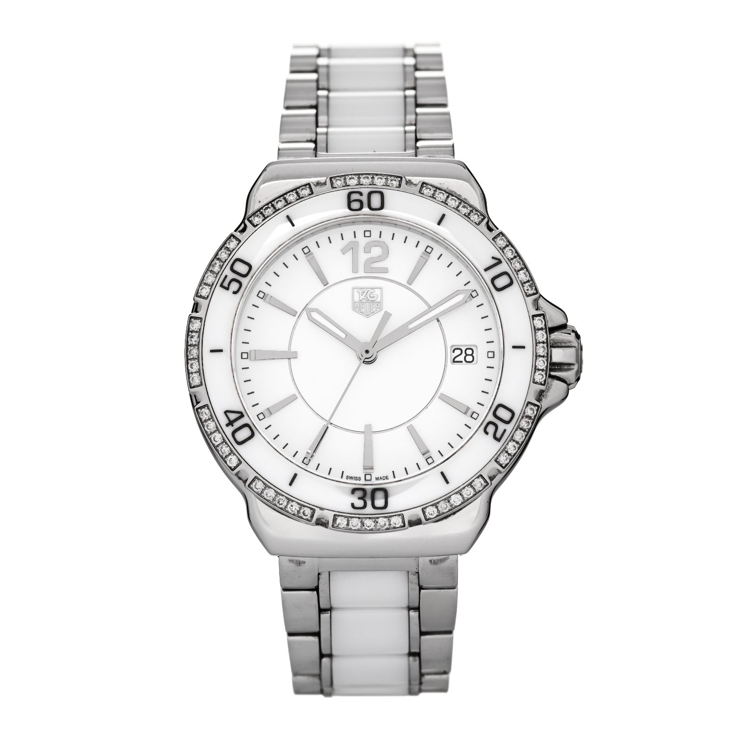 Stainless Steel Ceramic Diamond 34mm Formula 1 Quartz Watch White WAH1213