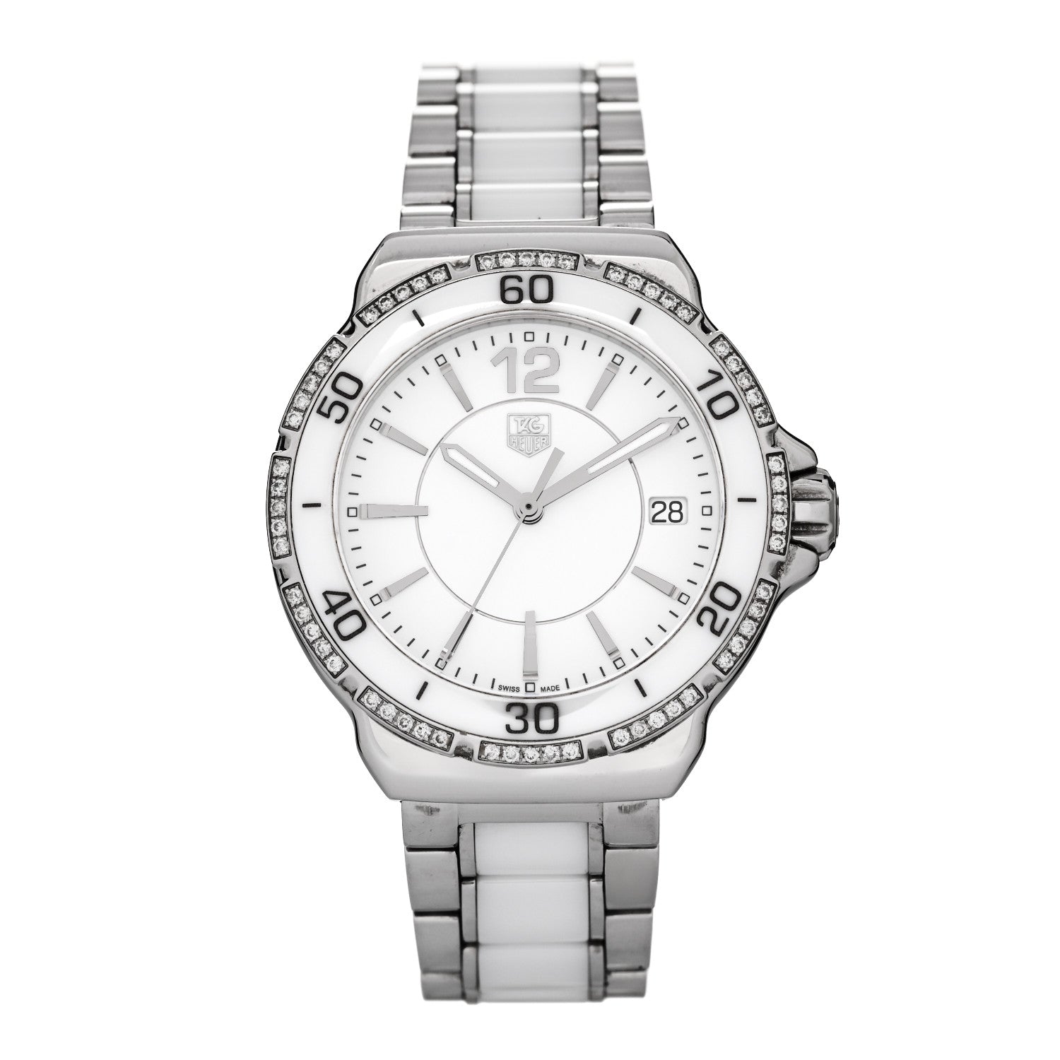 Tag Heuer Stainless Steel Ceramic Diamond 34mm Formula 1 Quartz Watch White WAH1213 1 of 5