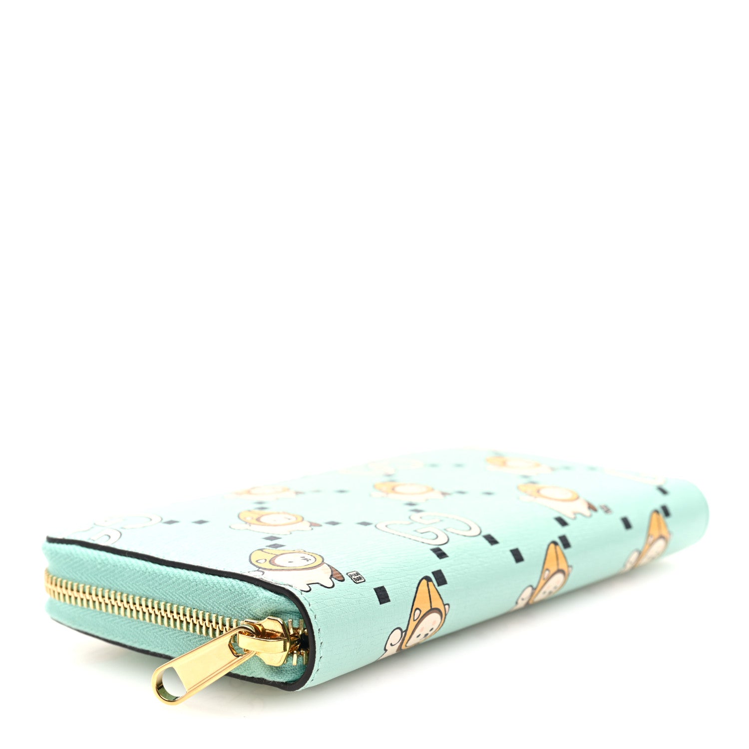 Gucci X PIKARAR Textured Dollar Calfskin Animal Print Zip Around Wallet Green 4 of 6
