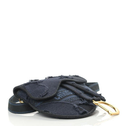 Christian Dior Canvas Embroidered Camouflage Saddle Belt Bag Blue 4 of 16