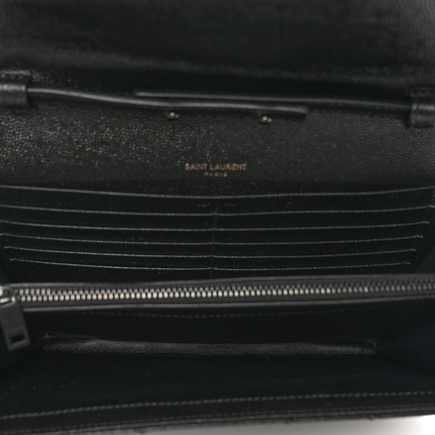 Grain De Poudre Matelasse Chevron Monogram Monochrome Chain Wallet Black
