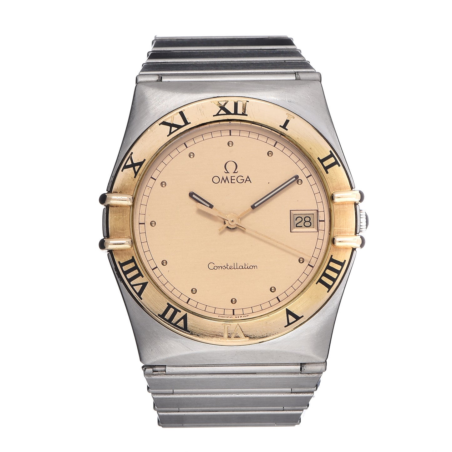 Stainless Steel 18K Yellow Gold 33mm Constellation Quartz Watch Champagne 396.1075