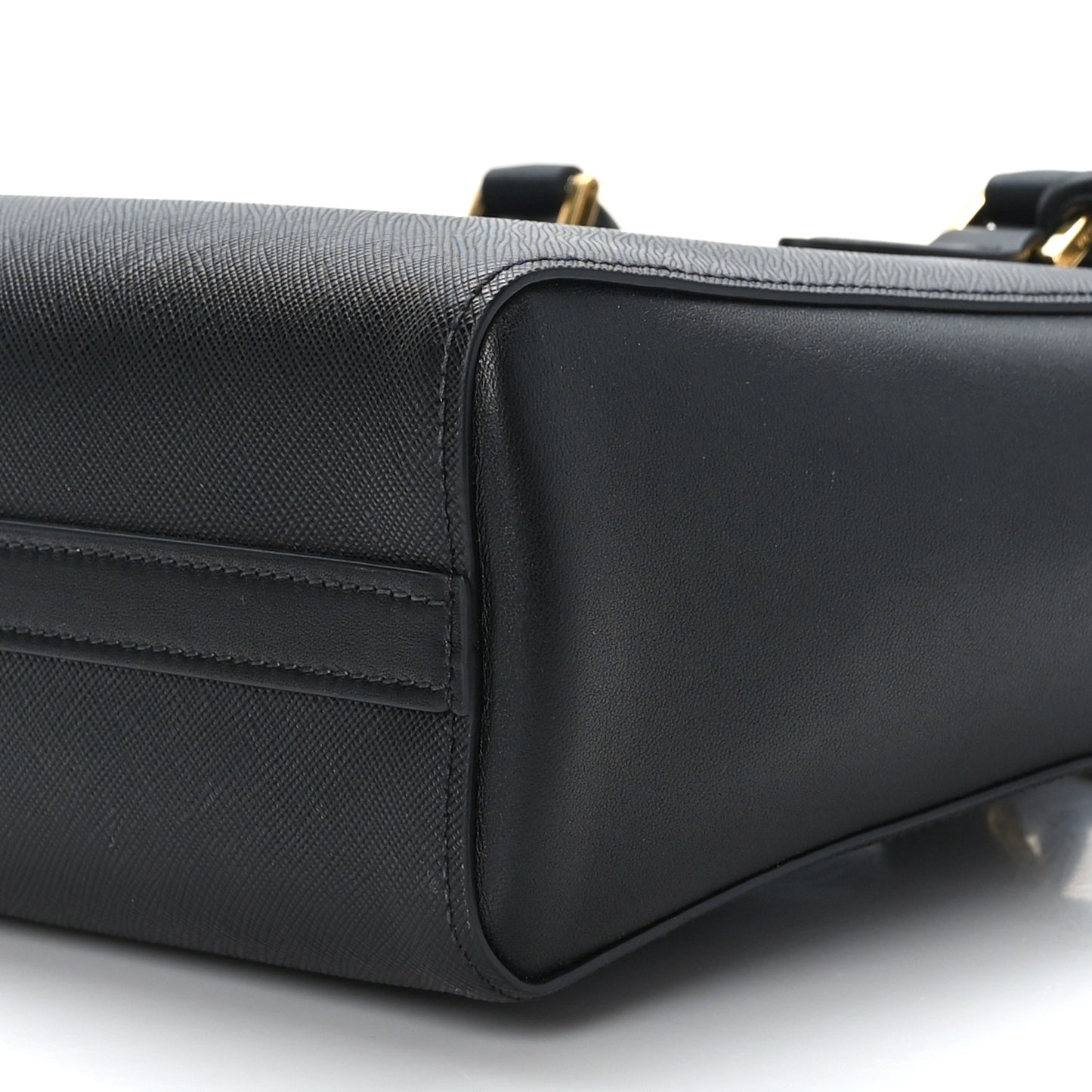Saffiano Soft Calfskin Small Zippered Tote Black