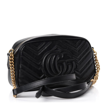 Gucci Calfskin Matelasse Small GG Marmont Chain Shoulder Bag Black 3 of 11