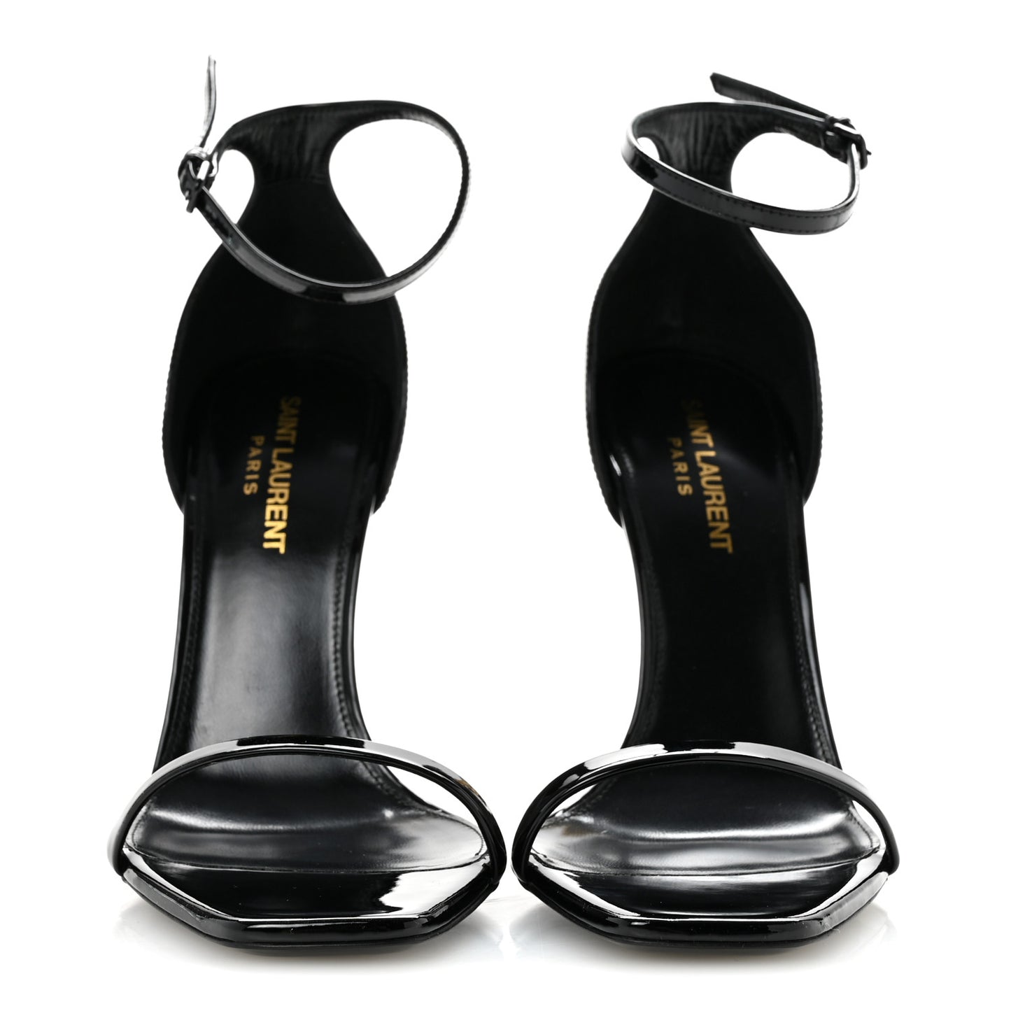 Patent Calfskin Opyum 110 Sandals 38 Black Gold