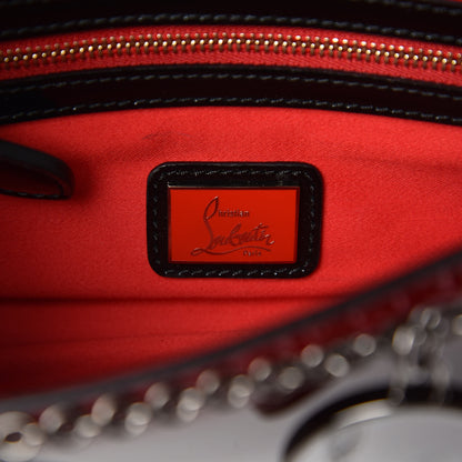 Christian Louboutin Patent Riviera Clutch Black Red 6 of 9