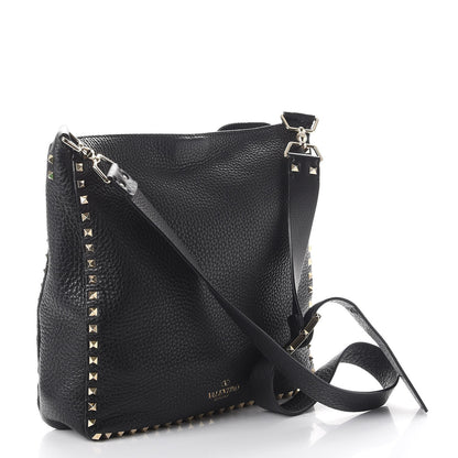 Valentino Garavani Pebbled Calfskin Large Rockstud Flip-Lock Messenger Bag Black 3 of 10