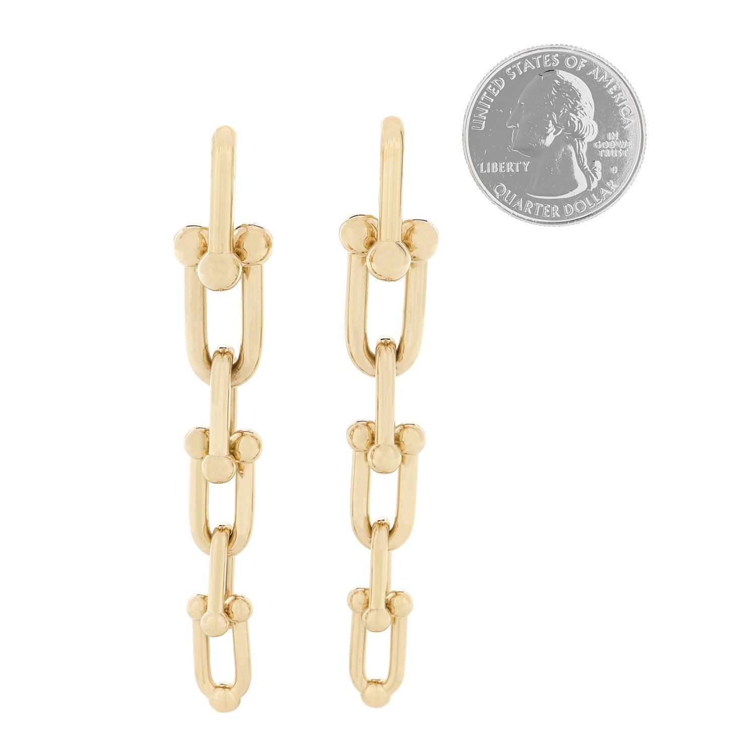 Tiffany 18K Yellow Gold HardWear Graduated Link Earrings 2 of 5