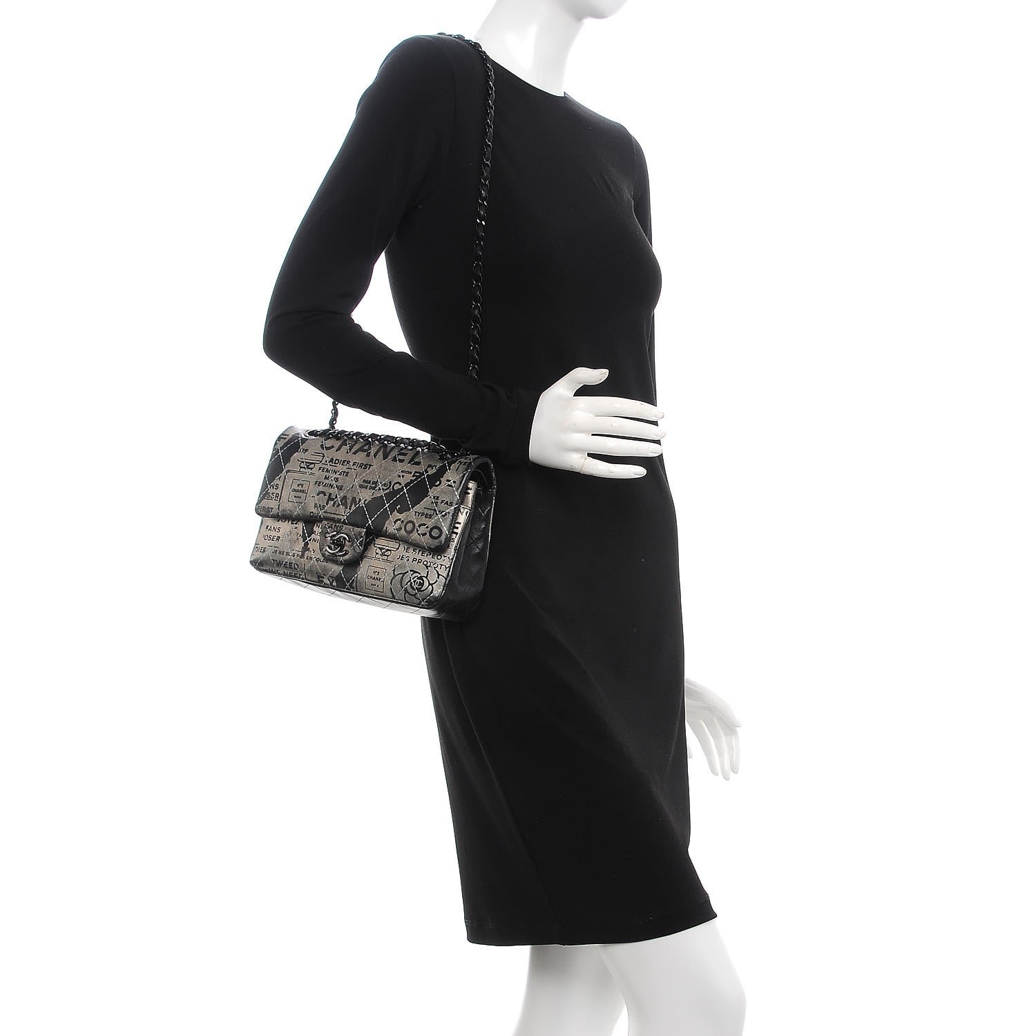 Chanel Lambskin Hand Painted Medium Double Flap Black 2 of 7