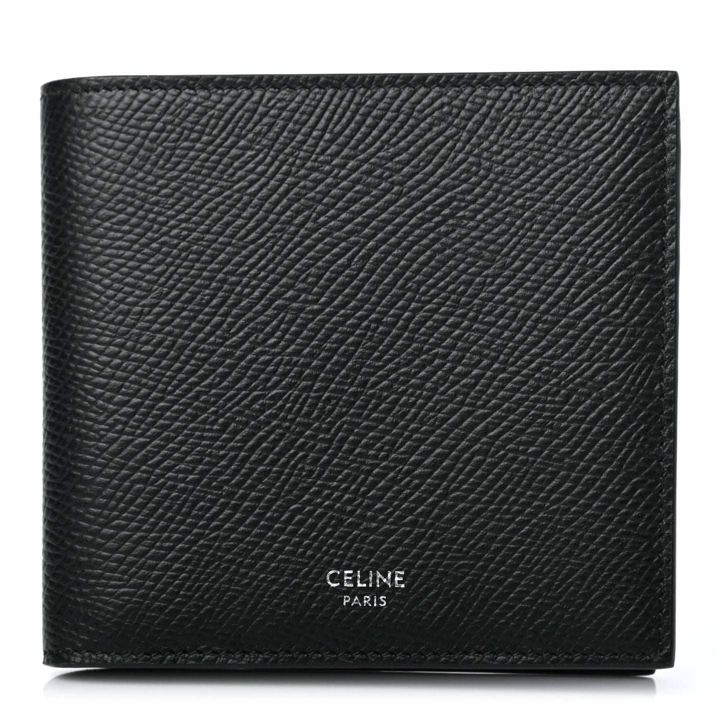 Grained Calfskin Bi-Fold Wallet Black