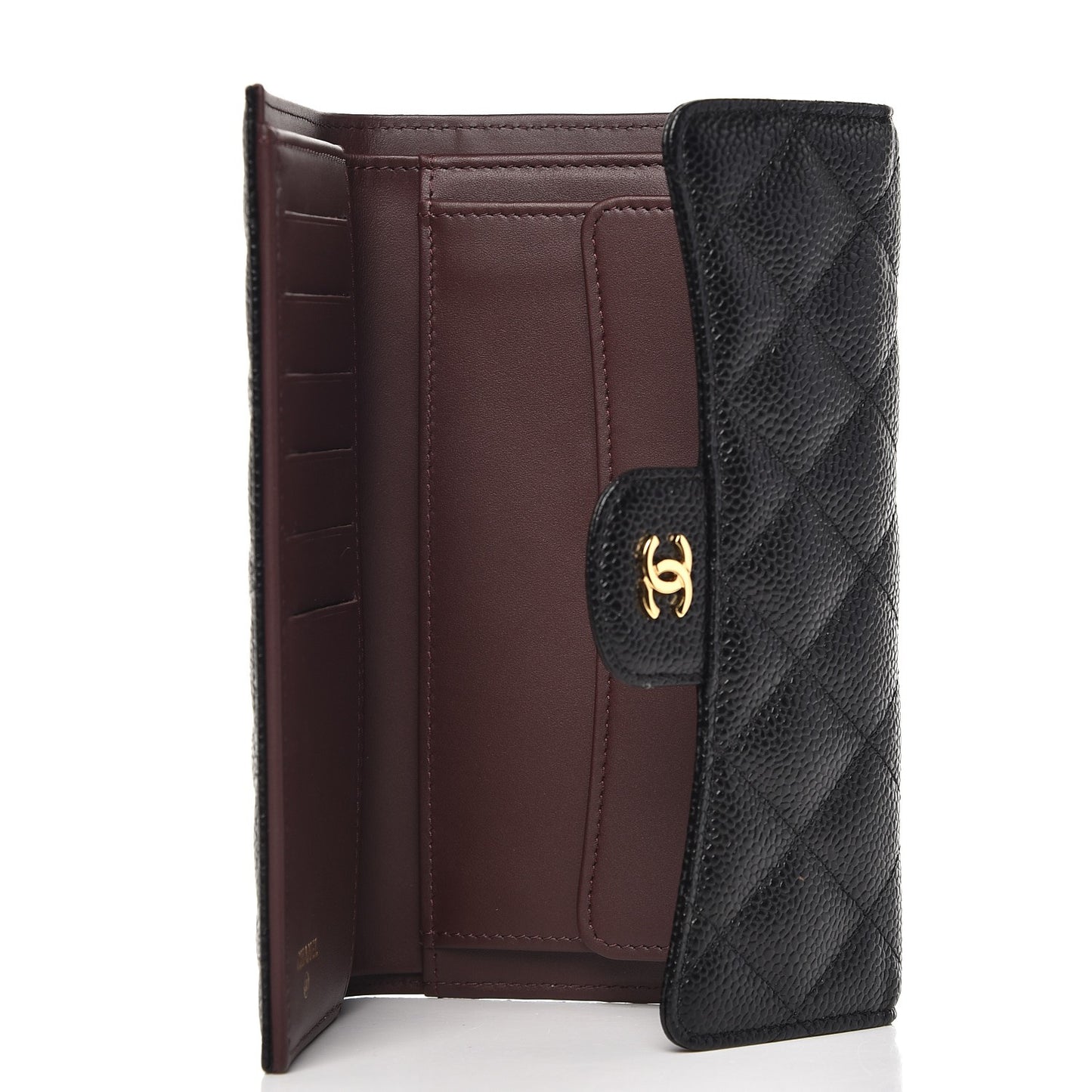 Caviar Quilted Large Flap Wallet Black