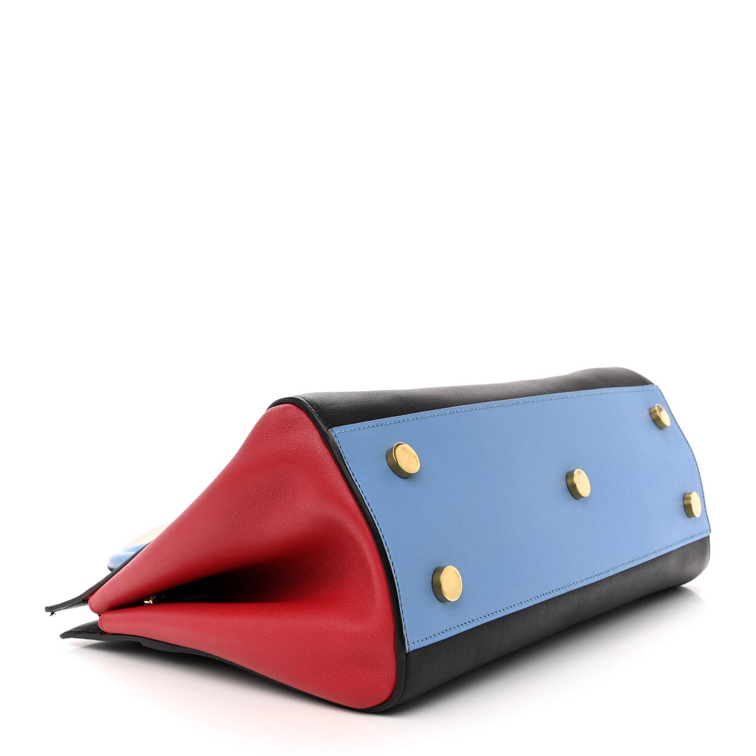 Saint Laurent Calfskin Small Cabas Rive Gauche Bag Black Red Yellow White 4 of 16