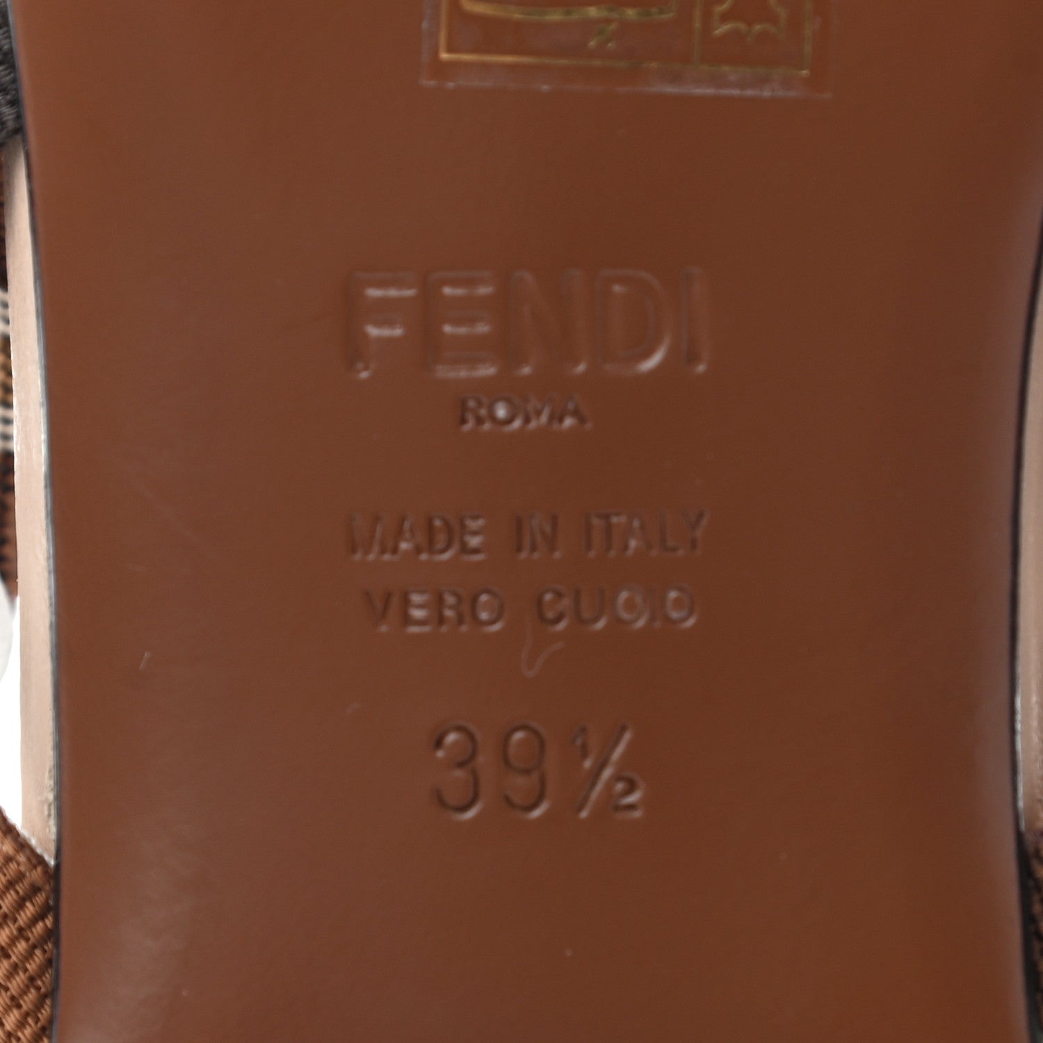 Fendi Technical Mesh FF Colibri Slingback Ballerina Flats 39.5 Tobacco Moro Camelia Beige Caramello 8 of 9