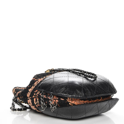 Chanel Tweed Calfskin Quilted Small Gabrielle Bucket Black Brown Orange 4 of 7