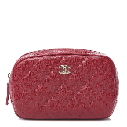 Chanel Caviar Quilted Small Curvy Pouch Cosmetic Case Dark Pink 1 of 8