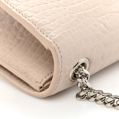 Saint Laurent Calfskin Crocodile Embossed Small Classic Monogram Kate Tassel Satchel Crema Soft 21 of 22