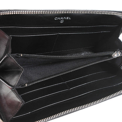 Chanel Lambskin Quilted Large Zip Around Wallet Black 5 of 8